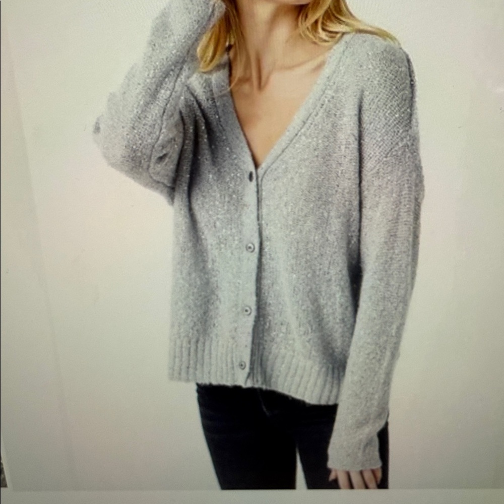 NWT !!!ATM Anthony Thomas Melillo Gray Sparkle Cardigan